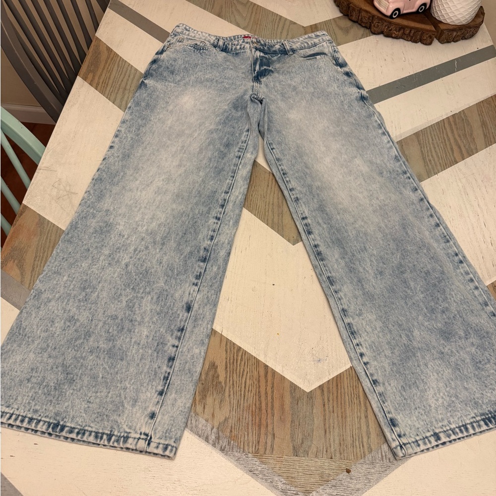 Guess Acid Washed Wide Leg Jeans